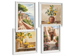Composição De Quadros Encantadoras Ruazinhas Frutos Do Mar Espelharte (4 Peças)