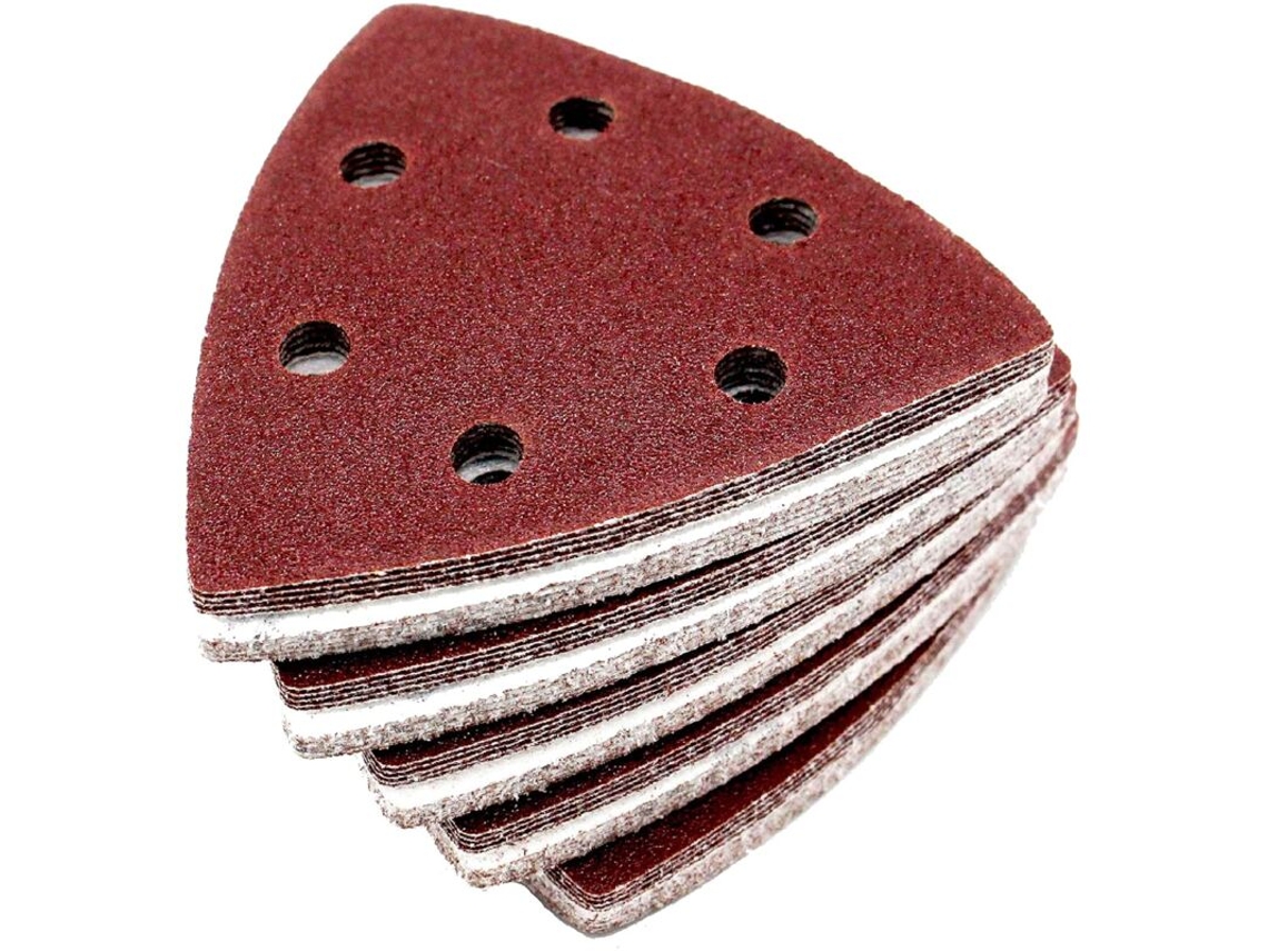 Triângulos de lixa delta 100 unidades, 6 furos, 93 x Mm, grão 80 BRILVIBERA
