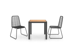 Maison Exclusive - 3 Pcs Conjunto De Jantar P/ Jardim Vime De Pvc Preto E Castanho