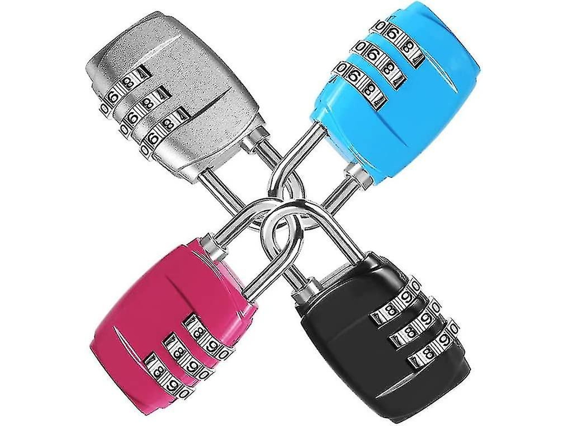 Cadeado Para Bagagem, Cadeado De Combinação 3 Dígitos Com Corpo Em Liga Metálica Para Mala, Armário, Academia, Bicicleta(preto, Azul, Rosa E P(hy)