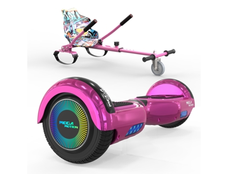 Hoverboard MEGA MOTION 6.5'' Bluetooth e LED Lights A03 com Kart Rosa