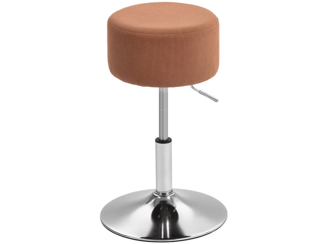 Banco de bar ajustável, estofado em veludo, giratório, 52-66cm, marrom