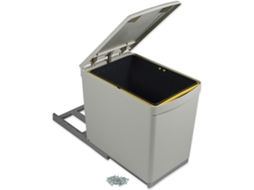 Balde do lixo reciclável para fixação no fundo e extração manualno móvel de cozinha 1 x16litros e tampa automática EMUCA Plástico Cinza