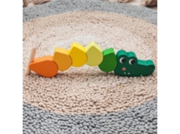Brinquedo De Madeira Da Lagarta Comilona, Sensorial Empilhar E