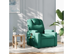 Vidaxl Poltrona De Massagens Reclinável Tecido Verde-escuro