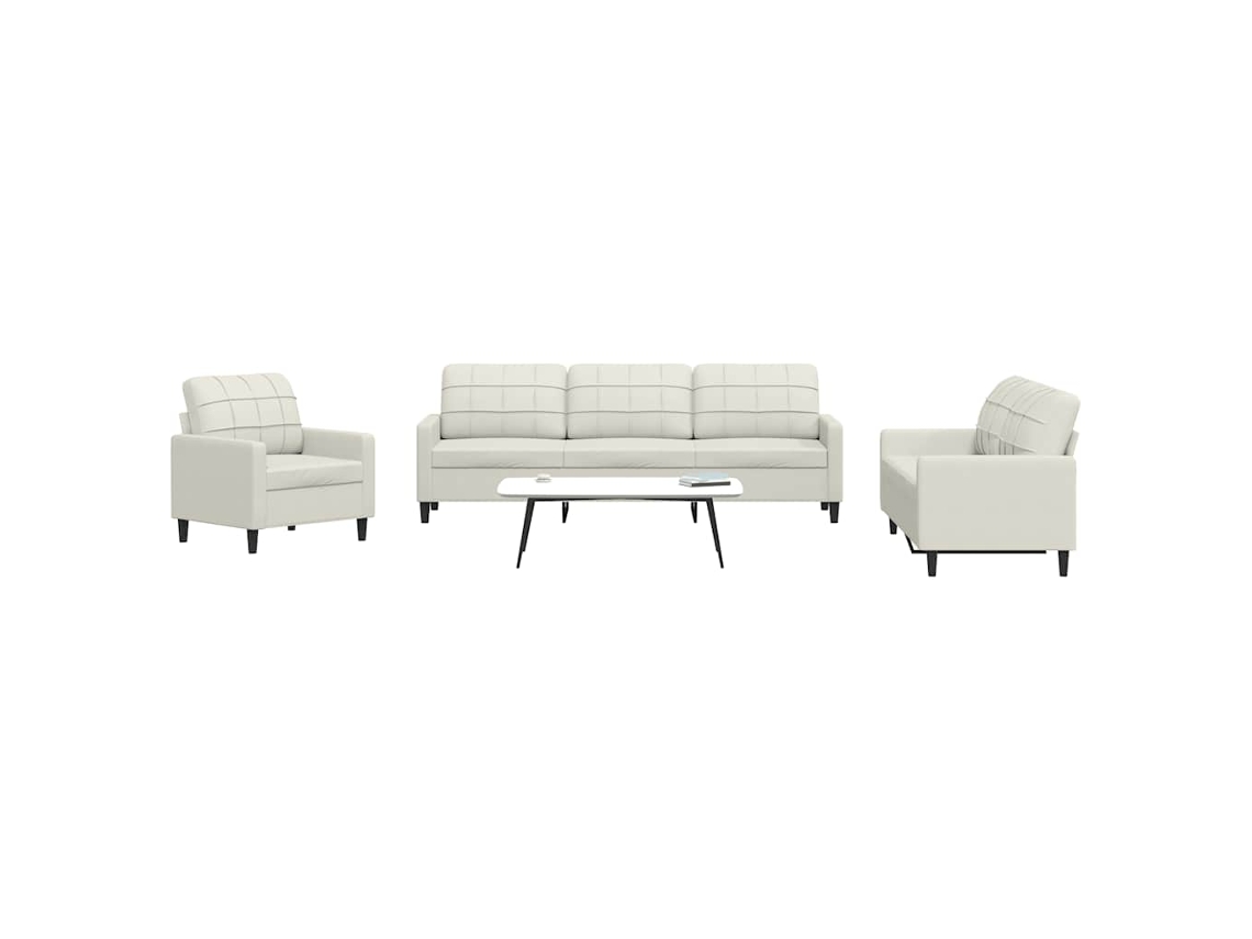 Vidaxl 4 Pcs Conjunto De Sofás Com Almofadões Veludo Cor Creme