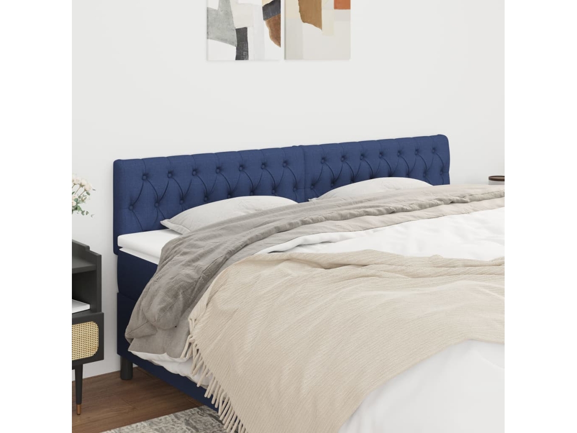 Cabecero 2 Piezas Tela 100x7x78/88 Cm Azul