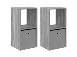 Conjunto 2 Mesa-de-cabeceira Vidaxl Cinzento Derivados De Madeira (35 X 32 X 68,5 Cm)