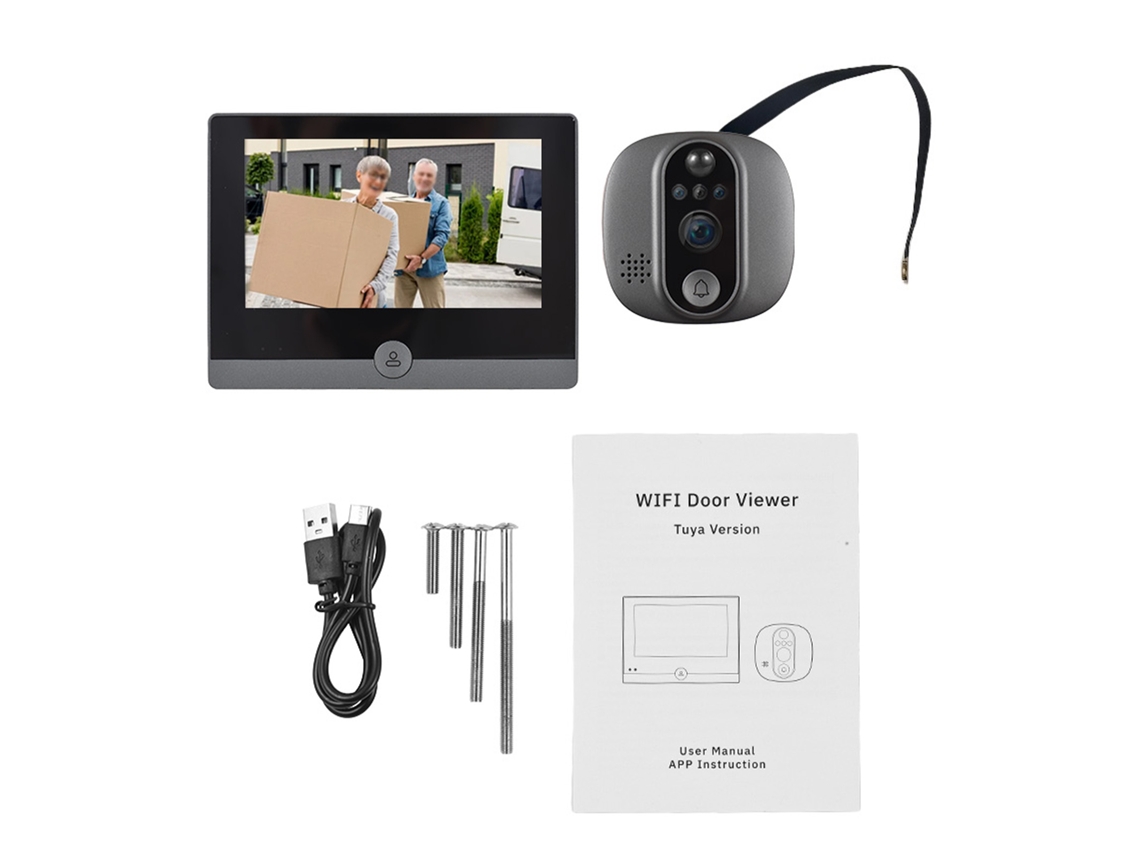 Laxiscreed Campainha Smart Wi-fi Com Tela De 4,3" E Conexão 2,4ghz Para Vídeo Segurança