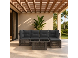 Vidaxl Conjunto De Sofá De Jardim 6 Unid. Cinzento Vime Pe