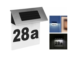 Luminária solar com número para portão de entrada, jardim e quintal AQUAFORGE