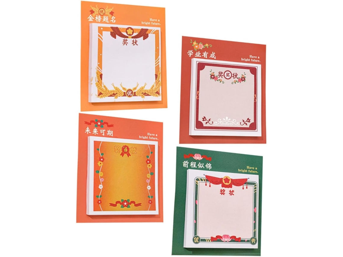 Conjunto de 4 mini blocos de notas adesivos com desenhos inspiradores para meninos e meninas, tamanho: 100 cm, estampas coloridas de animais.