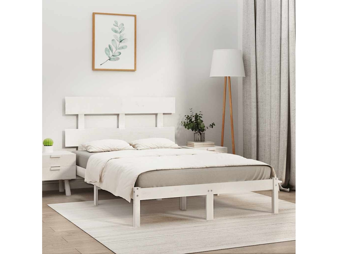 Vidaxl Estrutura De Cama 200x200 Cm Madeira Maciça Branco