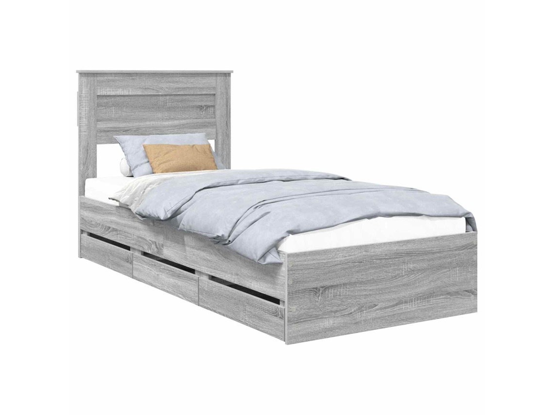 Estrutura da Cama com Gaveta Cinza Sonoma 90 X 200 Cm MAISON EXCLUSIVE