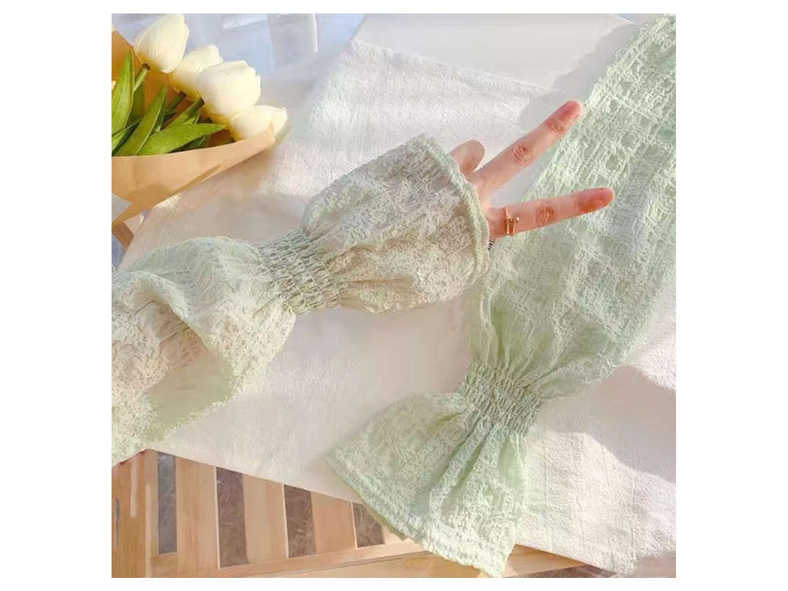 Mangas de proteção solar em seda gelada do Sudeste Asiático, luvas de verão em chiffon e algodão para os braços.