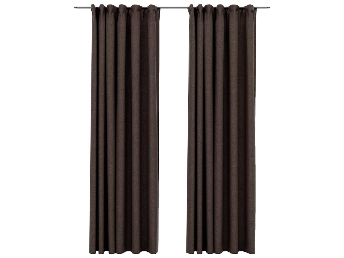 Maison Exclusive - Cortinas Opacas Asp. Linho Ganchos 2pcs 140x245cm Cinza-acas.