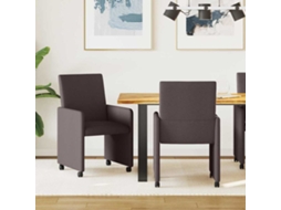 Vidaxl Cadeiras De Jantar Com Rodas 2 Pcs Marrom Escuro Tecido