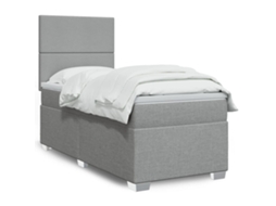 Vidaxl Cama Com Molas/colchão 100x200 Cm Tecido Cinzento-claro