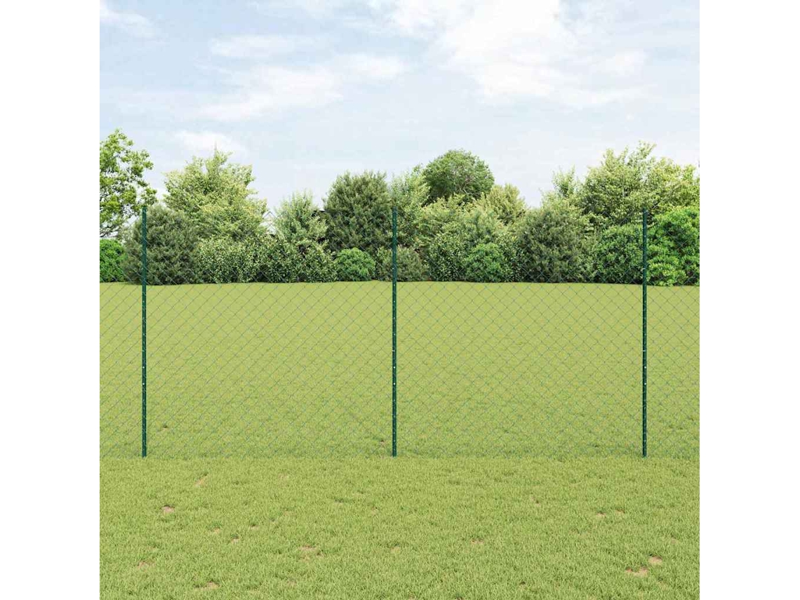 Vidaxl Cerca De Elos Com Poste 25 X 1,5 M Aço Galvanizado Verde Malha