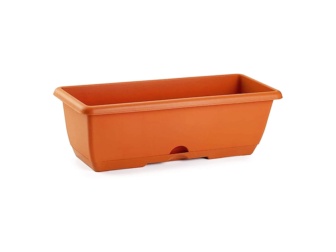 Floreira De Varanda Com Placa Integrada Plft Fabricado Em Plástico Capacidade De 8 L 17 X 40 X 19,5 Cm Cor Marrom Acan