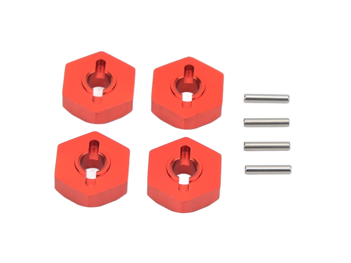 Mali 4 Pcs Adaptador de Cubo Hexagonal de Roda Rc em Alumínio para Carro Rc Traxxas e Revo 1/16 Vermelho