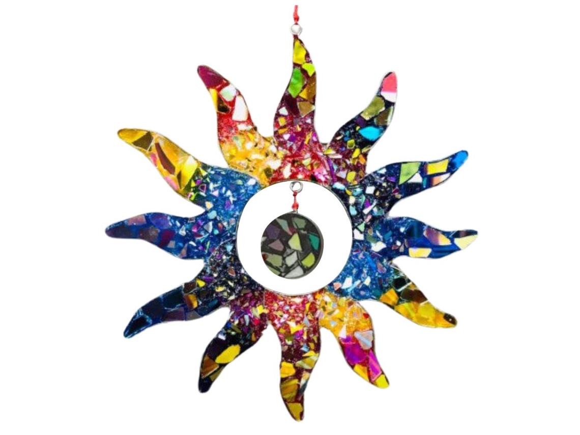 Arte De Parede Com Estátuas De Sol Coloridas Para Decoração