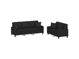 2 Pcs Conjunto de Sofás Couro Artificial Preto MAISON EXCLUSIVE