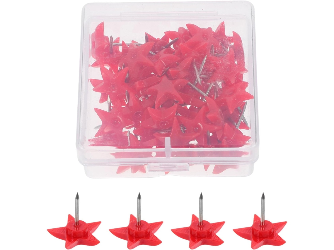 Tachinhas De Cortiça Em Formato Estrela Pretyzoom, Vermelhas, Caixa Com 200 Unidades, Fixadores Decorativos Para Murais