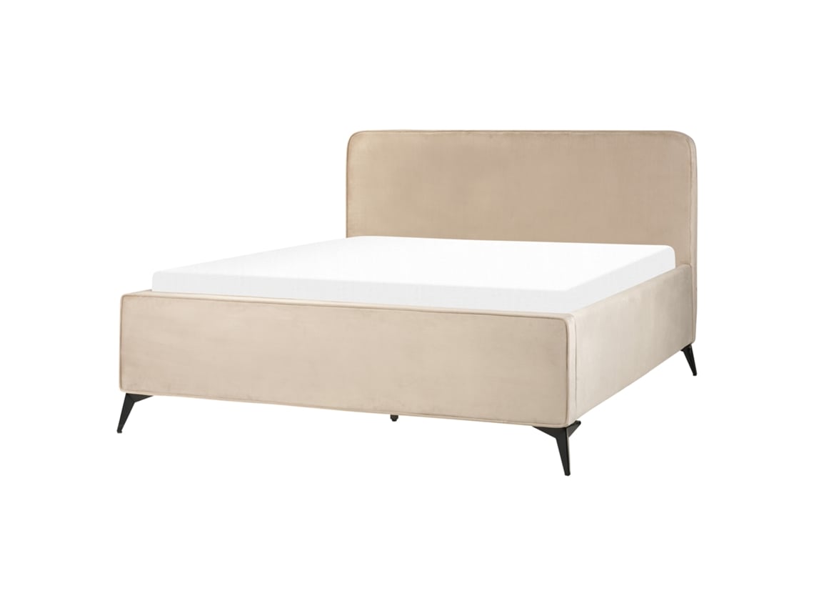 Cama Beliani Valognes De Terciopelo Beige 172x220x1110
