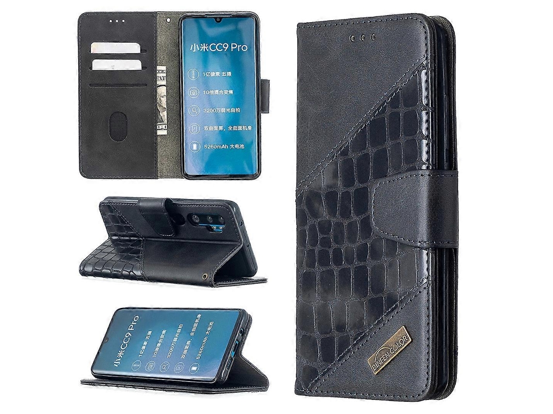 Capa De Couro Pu Com Textura De Crocodilo, Formato Flip Horizontal, Na Mesma Cor Do Xiaomi Mi Cc9 Pro, Com Carteira, Suporte E Compartimentos Para Car