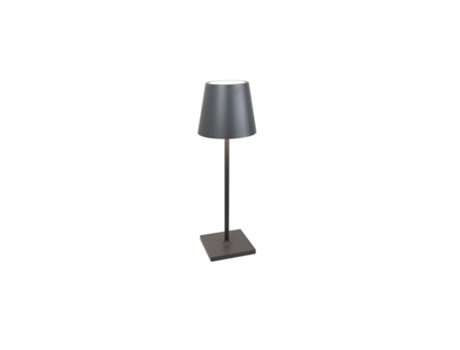 Candeeiro de Mesa Poldina L Desk Cinza Escuro Recarregável e Regulável Led ZAFFERANO
