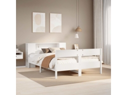 Vidaxl Cama Com Estante Sem Colchão 160x200 Cm Pinho Maciço Branco