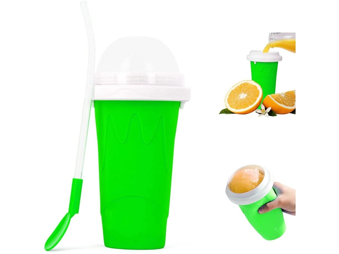 Magic Quick Frozen Smoothies Cup Cooling Cup Double Layer Squeeze Cup Slushy Maker Fabricante De Sorvete Caseiro Faça Você Mesmo Verde*
