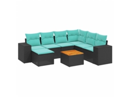 Conjunto de Sofá de Jardim, 9 Peças, Almofadas, Rattan Marrom MAISON EXCLUSIVE