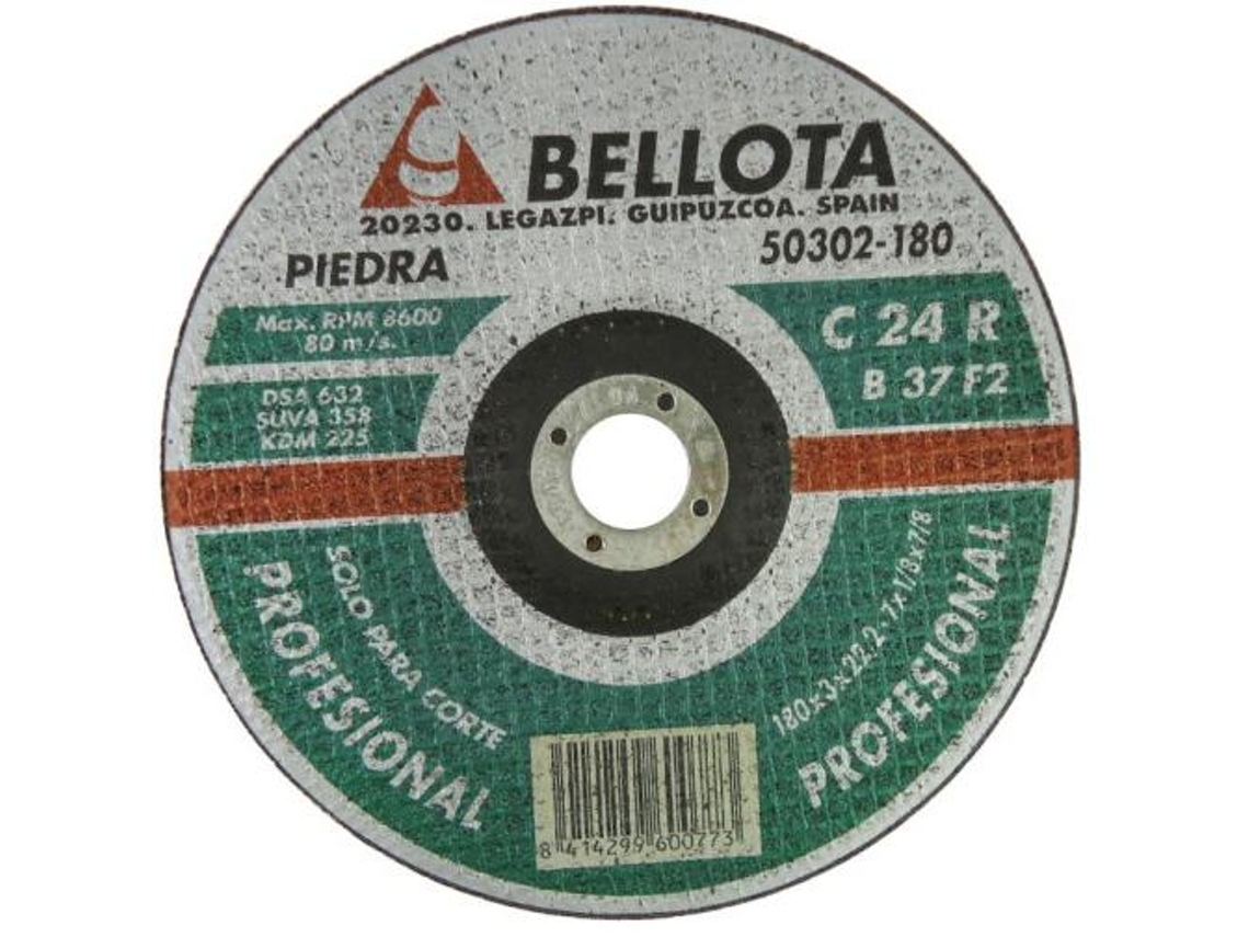 Disco de Corte de Pedra 180x22,2x3,0mm Bellota 