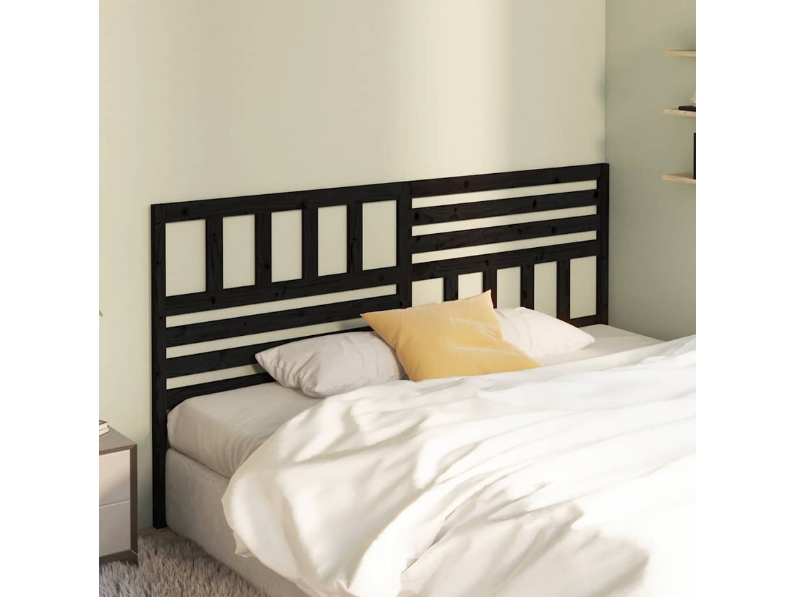 Vidaxl Cabeceira De Cama 206x4x100 Cm Pinho Maciço Preto