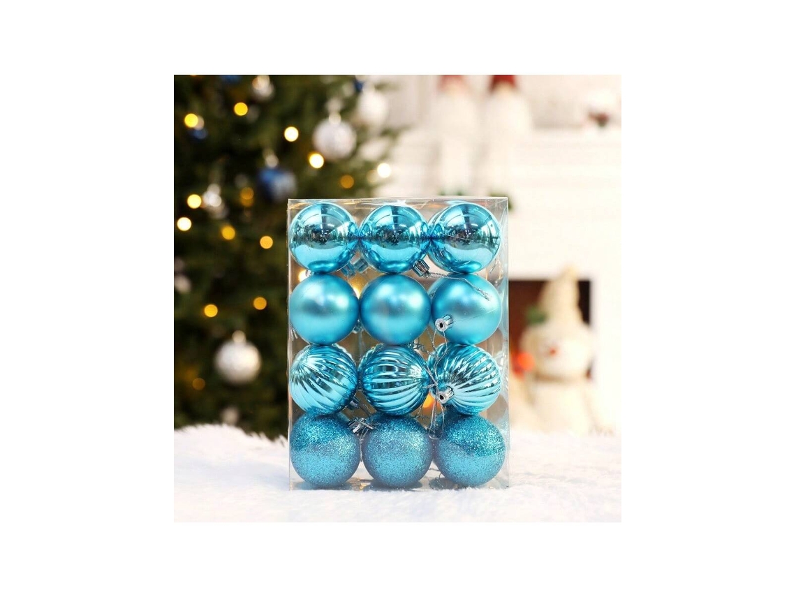 Conjunto De 24 Bolas De Natal, Azul, Caixa De Abóbora De 6cm Com 24 Unidades Igvtrade