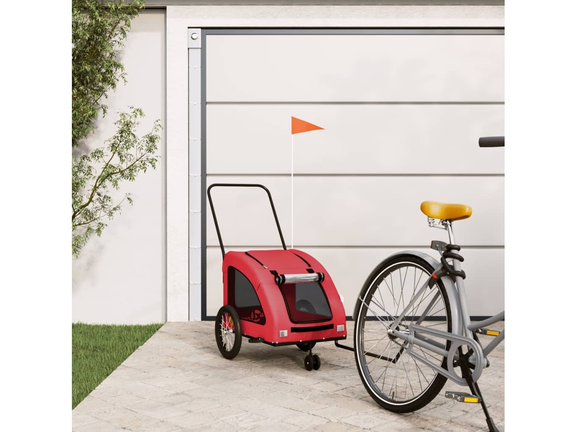 Vidaxl Reboque Bicicleta Animais Tecido Oxford/ferro Vermelho