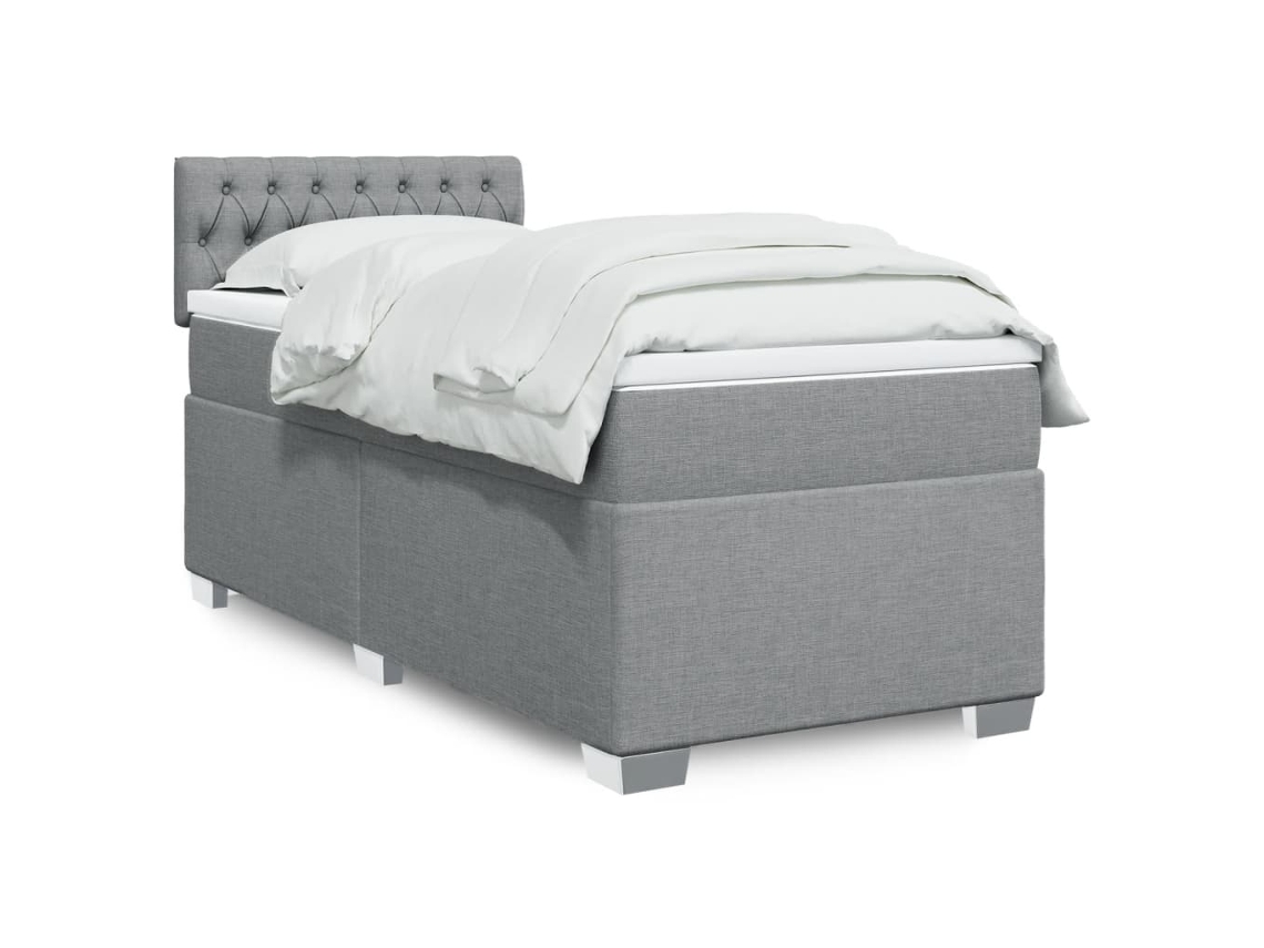 Vidaxl Cama com Molas/colchão 90x190 Cm Tecido Cinzento claro