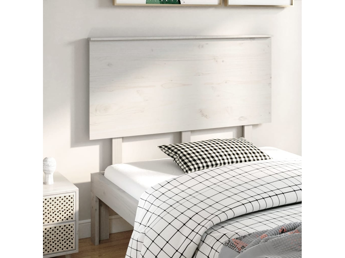 Vidaxl Cabeceira De Cama 124x6x82,5 Cm Pinho Maciço Branco