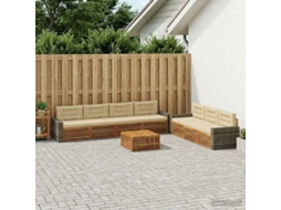Vidaxl Conjunto De Sofás Para Exterior 8 Unid. Natural E Bege