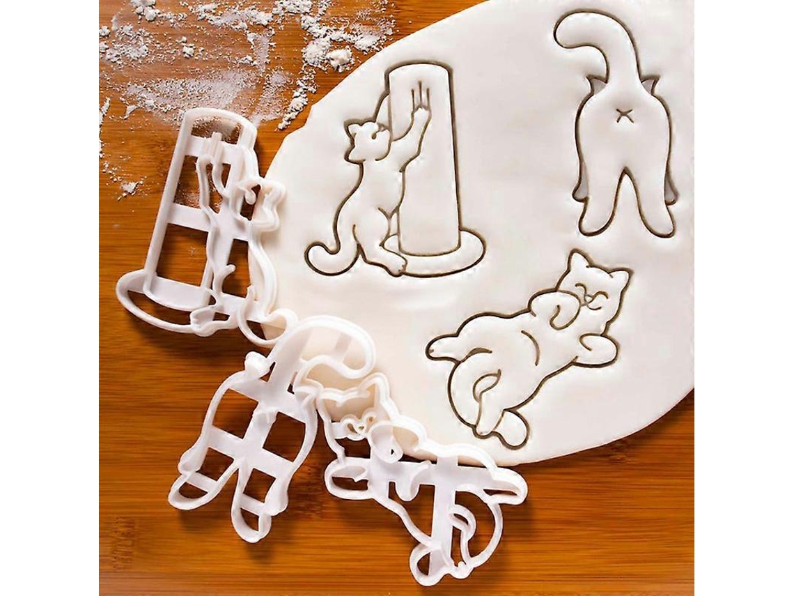 Cortador De Biscoito Em Forma De Gato - 3 Unidades