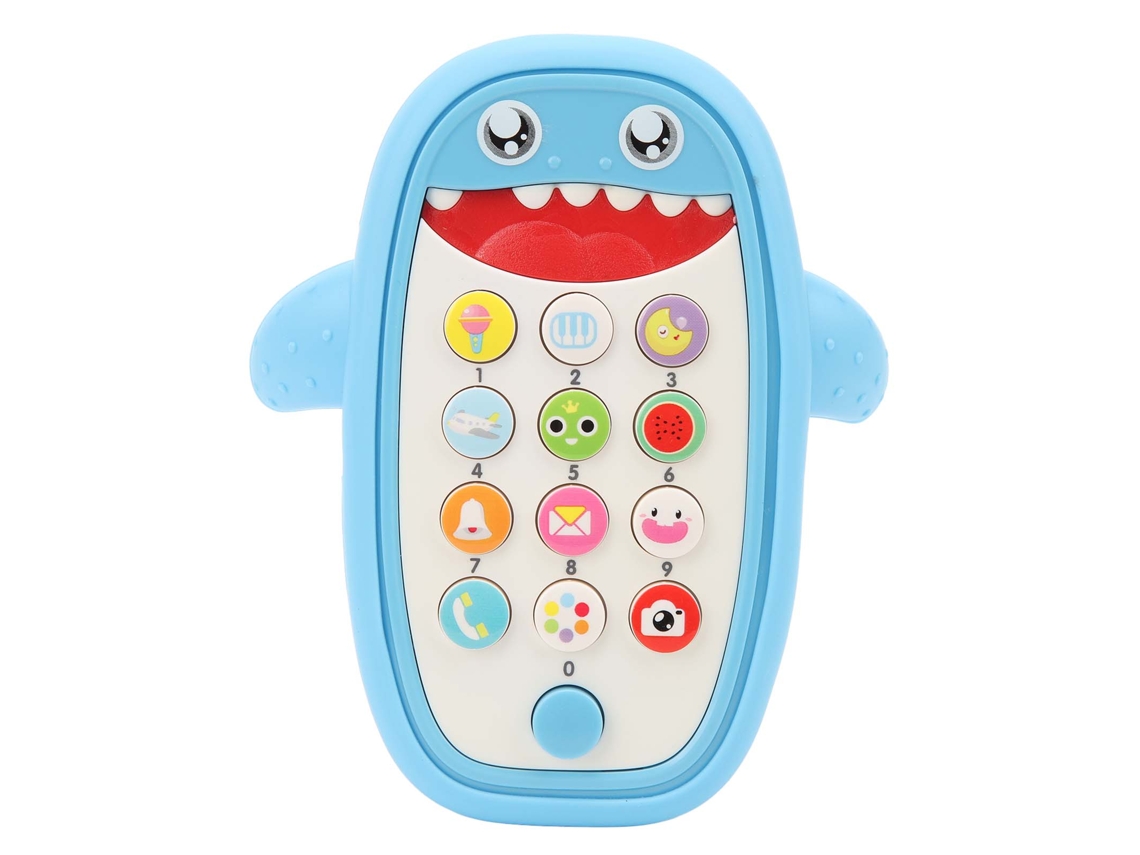 Brinquedo Telefone Bebê Animal Com Capa Mordedura Removível Azul Simulação Educativo