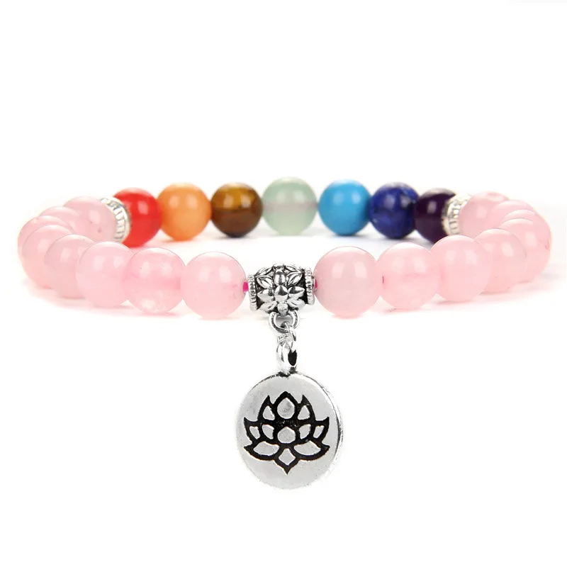 Pulseira de Lótus Budista Tibetana, Pulseira Amuleto de Chakra de Ioga MDUG