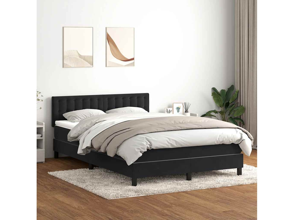 Vidaxl Cama Com Molas/colchão 160x210 Cm Veludo Preto