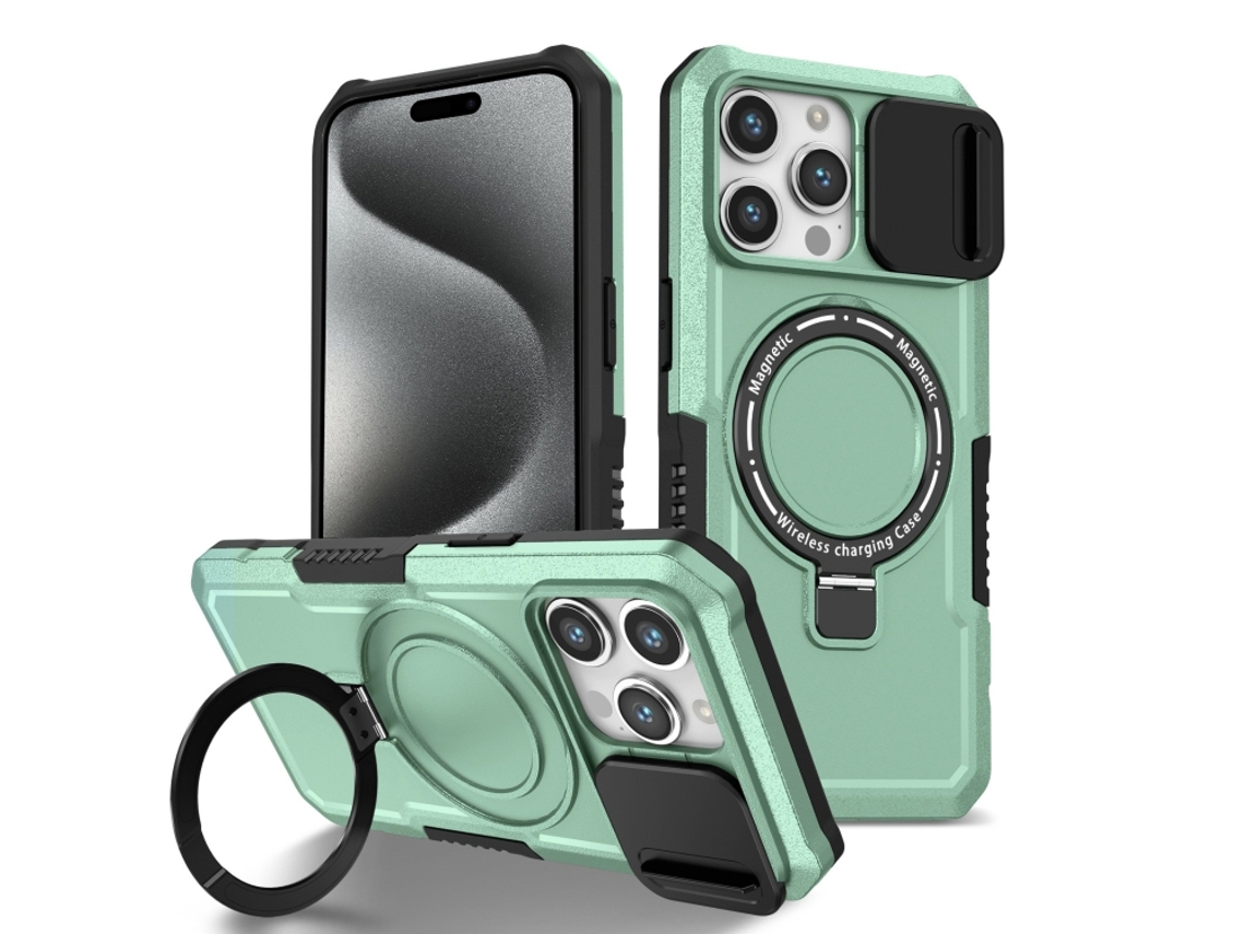 Capa Zruxe Compativel Com Iphone 15 Pro (sliding Camshield - Magsafe - Tpu - Pc - Azul Claro)