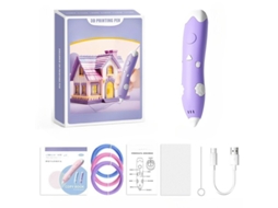Caneta de Impressão 3d para Criança, Recarregável Via Usb, Pacote de 3 Rolos de Filamento Pla Roxo PANOONA
