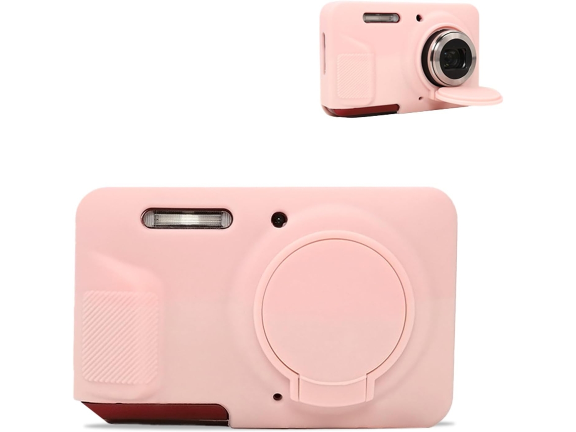 Capa de silicone para Kodak Pixpro FZ55 com tampa de lente removível, rosa fumê GERTIZ