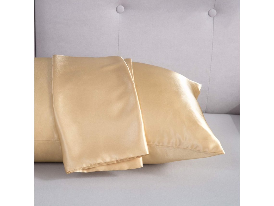 Conjunto De 2 Fronhas De Seda Gelada - Cor De Camelo, 50 X 74 Cm (20 X 29 Polegadas)