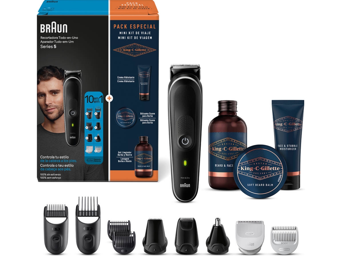 Kit de Pentear BRAUN Tudo Em Um Series 5 MGK5440 com Oferta Mini Kit Viagem GKC